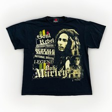 Bob Marley Black Tee Shirt Zion Rootswear 2008 Reggae Graphic Music Legend Sz L