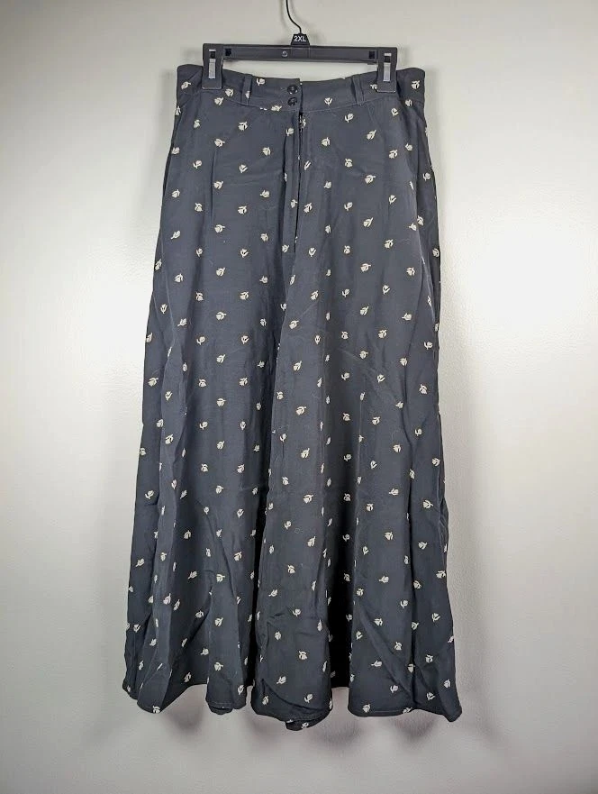 Falda deportiva Liz vintage años 80 talla 8 floral midi oscura cottagecore hada caprichoso Foto 2 de 4