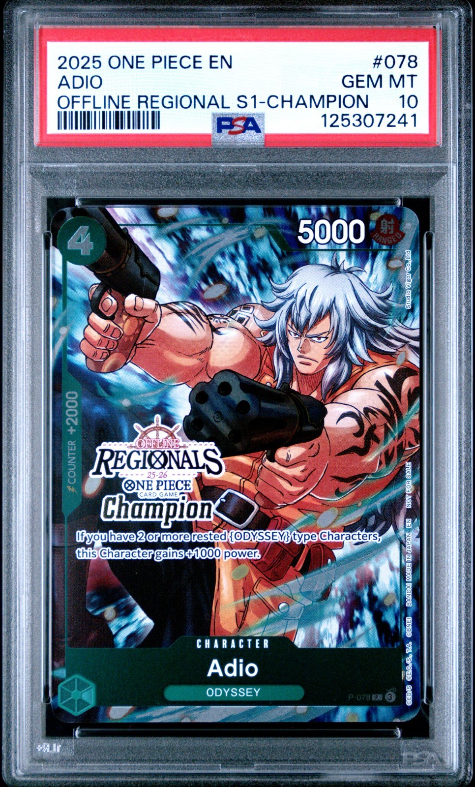 Adio Regional Champion PSA 10 - One Piece 2025 Offline Championship