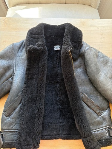 Vintage Avirex Type B-3 Shearling Leather Flight Bomber Jacket Black Men Size 46
