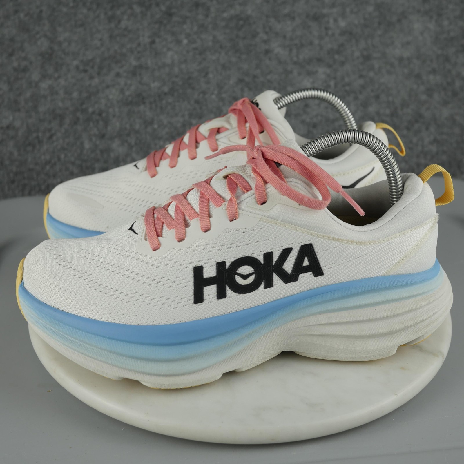 Hoka One One Bondi 8 Wide Shoes Womens Size 8.5 White Running Sneakers 1127954