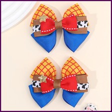 2Pcs 3 Layer Bow Hair Clips Sweet Sparkly Star Ribbon Ponytail Hairpin For Girls