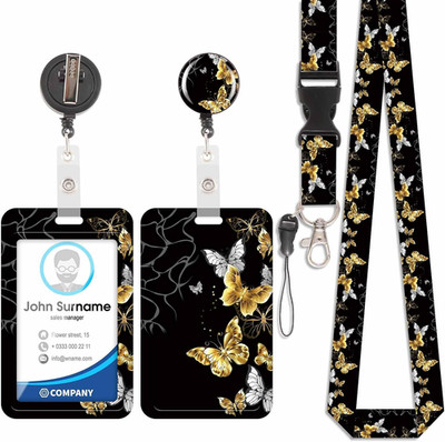 ID Badge Holder mit Lanyard, Modische Sliding Ausweishülle, Lanyard Kartenhalter