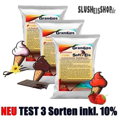 NEU Softeispulver Softeis Pulver Vanille Schoko Erdbeere Eispulver Test 3x 1 kg