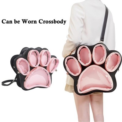 Kawaii Cat Paw Ita Bag Cute Backpack with Clear Pocket  display picture 1