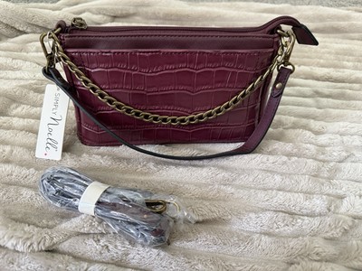 Simply Noelle Faux Croc Crossbody Wristlet Bag HBN9003 Merlot NEW