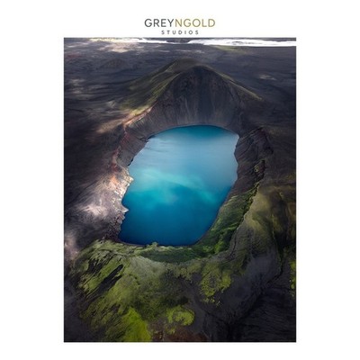 Aerial View of Volcanic Landscape Wall Art Print pick size A4/A3/A2/90x60cm