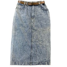 Vintage Jordache Acid Wash Denim Pencil Midi Skirt High Blue Womens 11 80s 90s