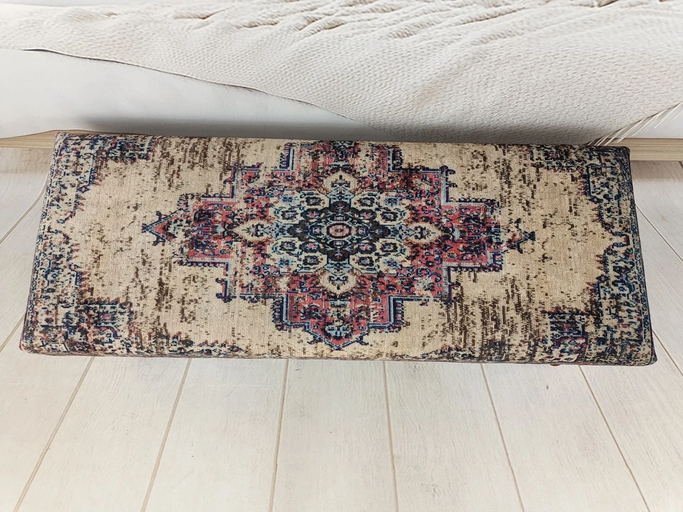 Handmade Upholstered Turkish Bench - Boho Bedroom Seat - Long Ottoman Bench - Image 4 of 4