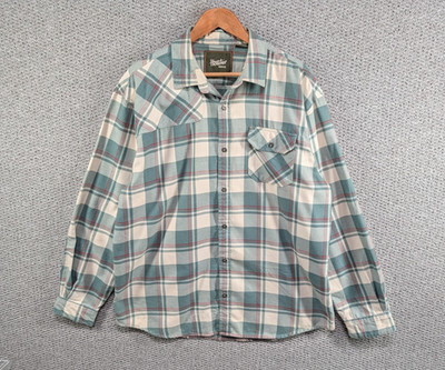 Howler Bros Harker's Flanell grün kariert Jägerpasse angeraut Knopf Hemd XL