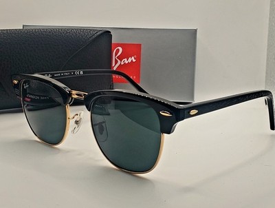 Ray-Ban RB3016 Sunglasses Clubmaster Classic Black Frame Gray Lens 51-21mm New