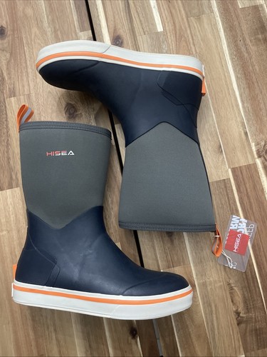 HISEA Men's Mid-Calf Deck Rain Boots Waterproof Camping Fishing Garden Mud Boots - Picture 2 of 5