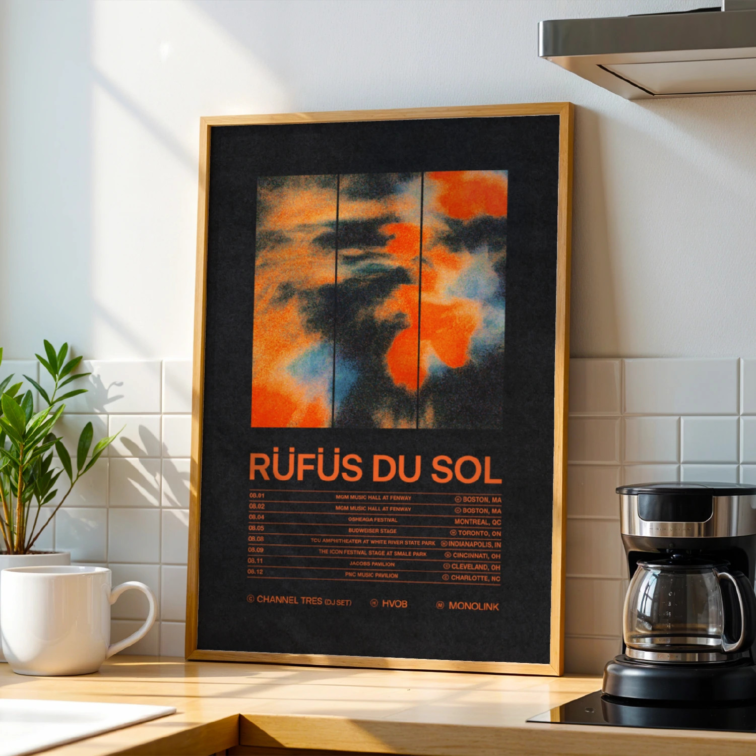 North American Tour Dates Orange Cloud Art Poster