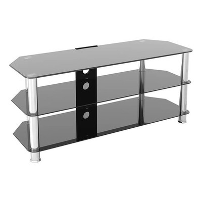AVF Corner TV Stand Black Tempered Glass Chrome TVS up to 55'' SDC1140CM-A