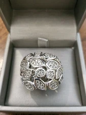 David Yurman Wide Large Diamond Confetti Ring Silver, Size 7, Great Price!