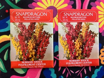 2 Vintage  Nursery Stock Fulfillment Center Snapdragon Pelleted Seed Packets