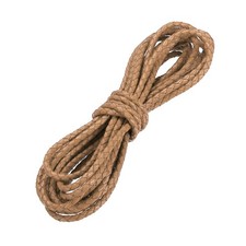 3mm Braided Leather Cord Round Braided Faux Cord, Khaki, 3.3 Yard