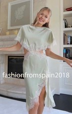 ZARA NEW WOMAN ASYMMETRIC ZW CUT OUT LACE DRESS SEA GREEN XS-XL 5919/043/512