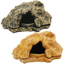 1pc Reptile Hide Cave, Resin Rock for Reptile and Amphibians Habitat Hideout