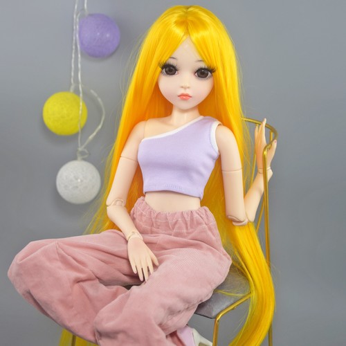 60cm Height Female Joints Body Doll with Vest Pants Shoes Wigs Full Set BJD Toy - Picture 14 of 17