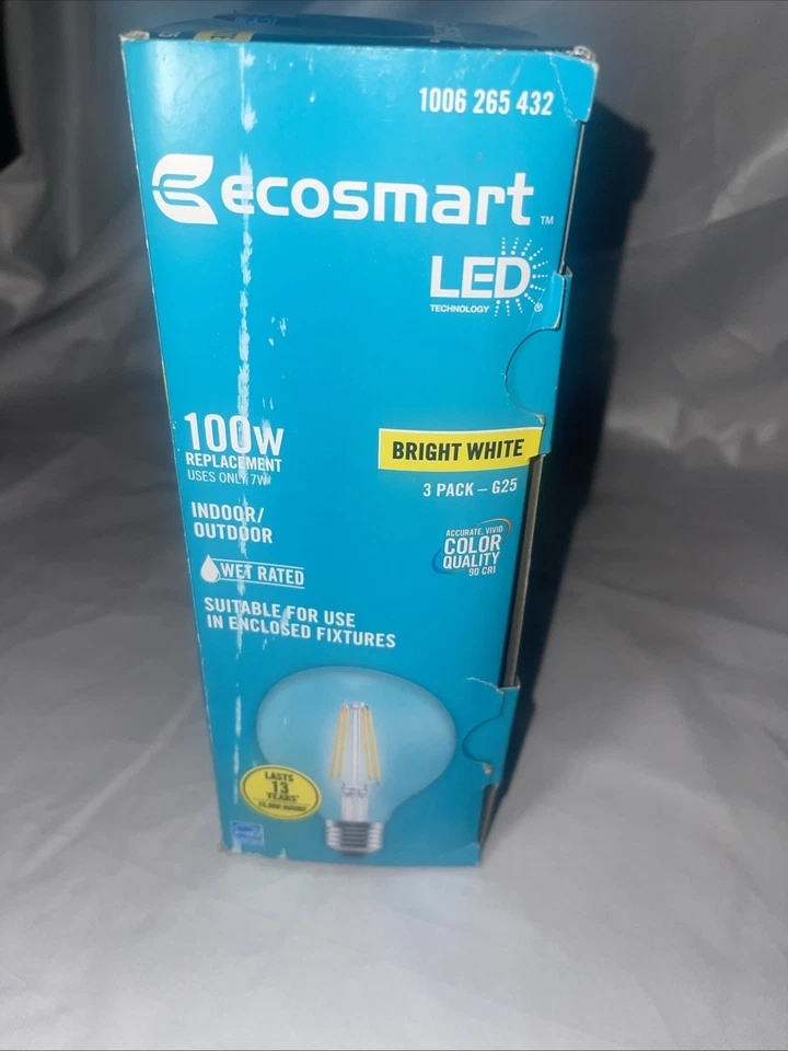 Eco-Smart 100-Watt LED Edison Candelabra Light Bulb, Bright White, 3-Pack - Image 2 of 3