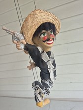 VINTAGE MATIONETTE PUPPET DOLL IN STRING,MEXICAN MAN WITH GUN 14" TOY