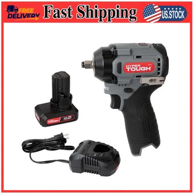Hyper Tough 12V Max Brushless Impact Wrench 4.0Ah Battery and Charger 225 ft-lbs