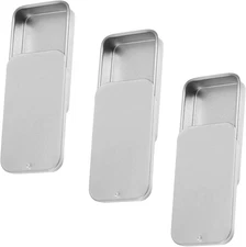 3 Pack Metal Tin Box with Lid, Metal Rectangular Tins with Hinged Lid, Portable