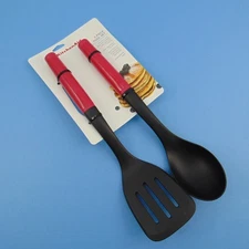 KitchenAid Slotted Turner Food Spatula Solid Basting Spoon Set Pink KQ360OHHIA