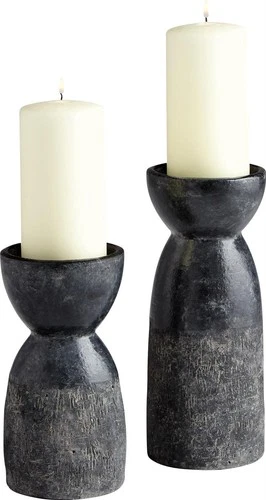 Candleholder Candlestick CYAN DESIGN ESCALANTE Rustic Large Black Cerami - Picture 2 of 4