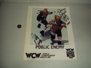 VINTAGE PUBBLICO NEMICO AUTOGRAFO FIRMATO WRESTLING PROMO FOTO WWE WWF WCW