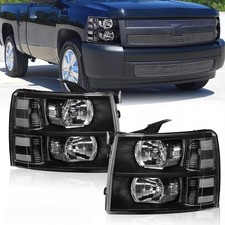 For 2007-2014 Chevy Silverado 1500 2500hd 3500hd Headlights Assembly Black Usa