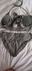 Shekini 2 PC Halter Triangle Bikini M Olive sage seafoam Green padded wraparound — photo 2