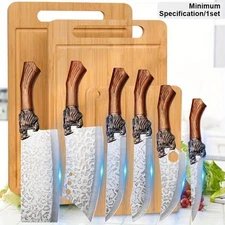6-Piece Stainless Steel Knife Set for Kitchen Cooking W/Sheath