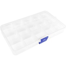 Fishing Tackle Box Storage Organizer with 15 Adjustable Dividers Transparent