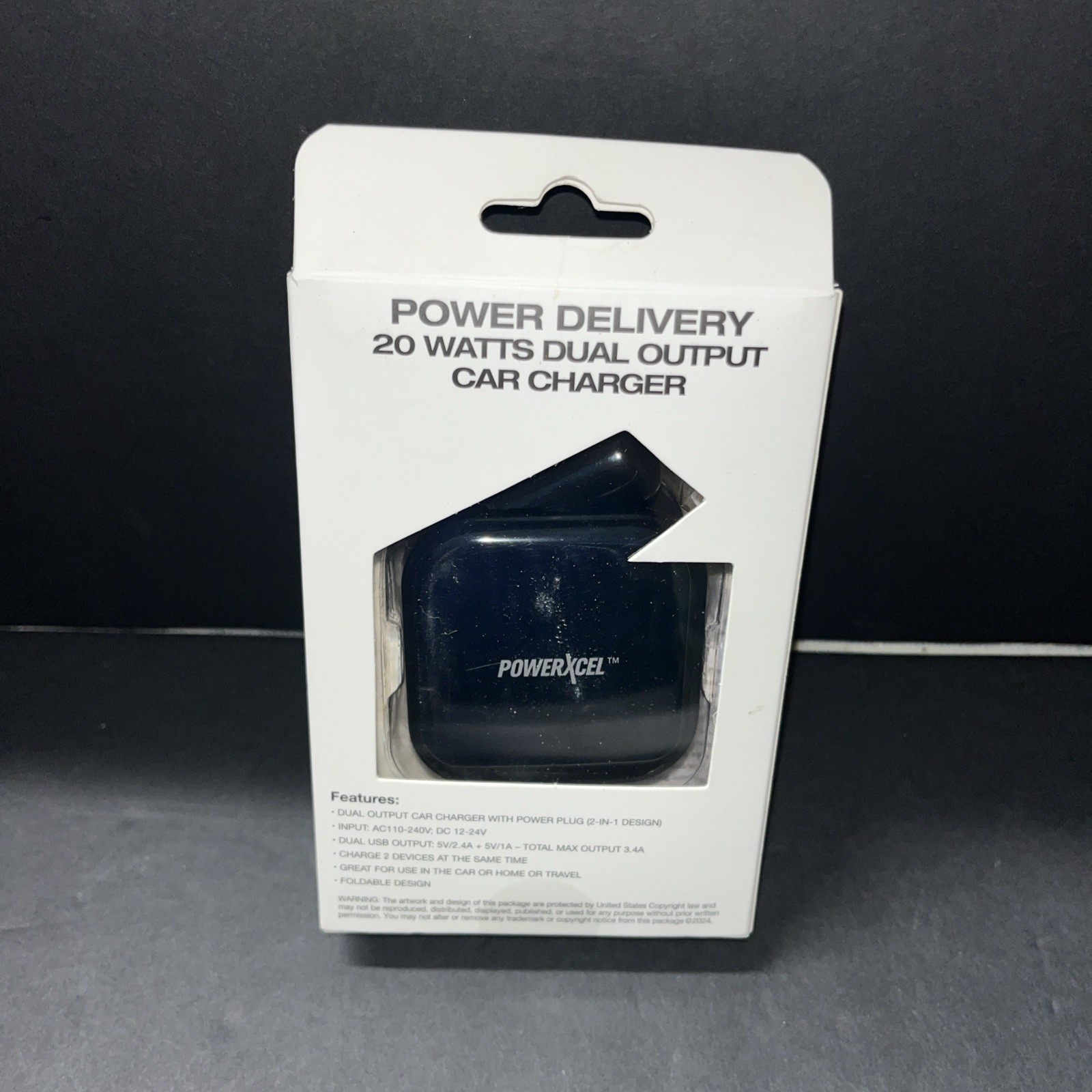 NEW POWERXCEL Dual Output Car Charger With Power Plug