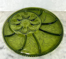 Indiana Glass Pebble Leaf Divided Relish Plate in Teal Blue — listing 3