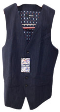 89.50 MURANO MEN'S STRIPED DRESS VEST Polyester/Viscose DK BLUE size S