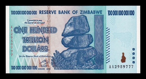 Zimbabwe 100000000000000 100 Trillion of Dollars 2008 Pick 91 Sc Unc - Imagen 1 de 3