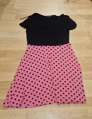 Bodyflirt Ladies Sleeveless Black Pink Polka Dot Maxi Dress - 36/38 UK 8 10