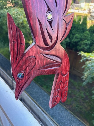 Northwest Coast Native Art Large Kingfisher wall panel carving
