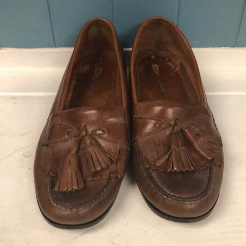 Johnston and Murphy camel brown leather tassel loafers men’s size 10.5 - Picture 2 of 8