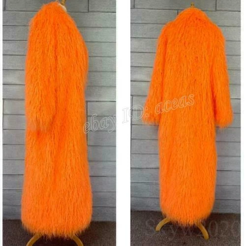 Womens Faux Mongolian Lamb Sheep Fur Coat Long Hair Overcoat Outwear Warm Jacket - Image 4 of 4