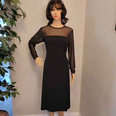 TALBOTS Petites Black Long Sleeve Stretch Beaded Midi Cocktail Dress Size  12 | eBay