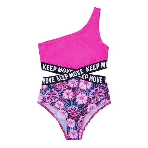 Girl One Shoulder Cutout Swimsuits Hollow Out Bathing Suits Swimming Costume - Picture 64 of 127
