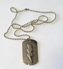 Silvertone Lightening Bolt Dog Tag Necklace