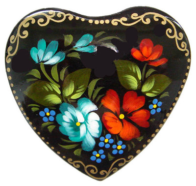 Broche Fleur Russe En Papier Mâché Peint – Cadeau Femme Original Et Pas Cher