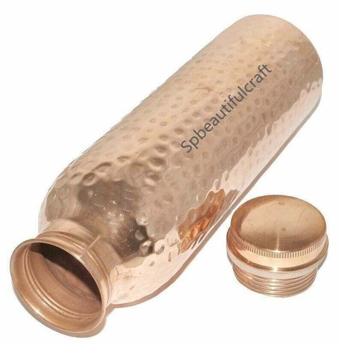 Pure Copper Hammered Water Bottle Joint Free Leak Proof Health Benefits 1000ML - Picture 3 of 5
