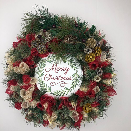 Christmas Wreath For Front Door Holiday Wreath Seasonal Wreath Merry Christmas - Picture 4 of 5