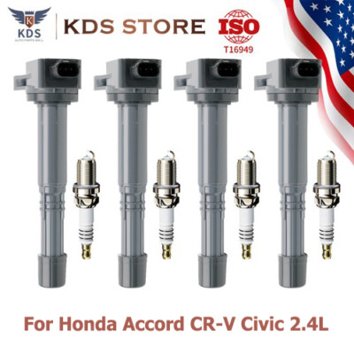 4X High - Quality durable Ignition Coil & 4X Iridium Spark Plug UF602 For Honda